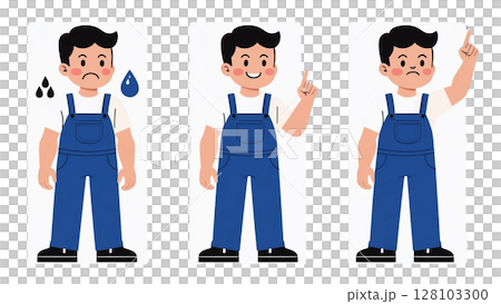 作業服の男性　イラスト3種 128103300