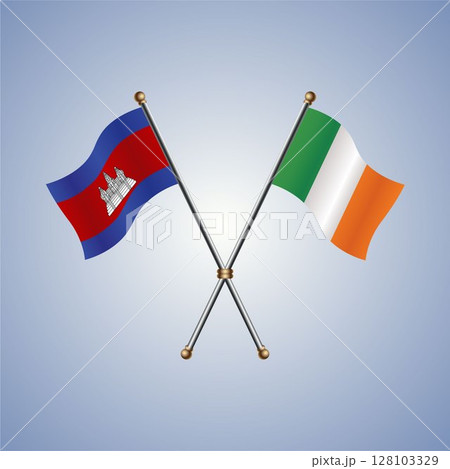 Cambodia and Ireland flag. Vector Illustration Cambodia and Ireland flag. Vector Illustration 128103329