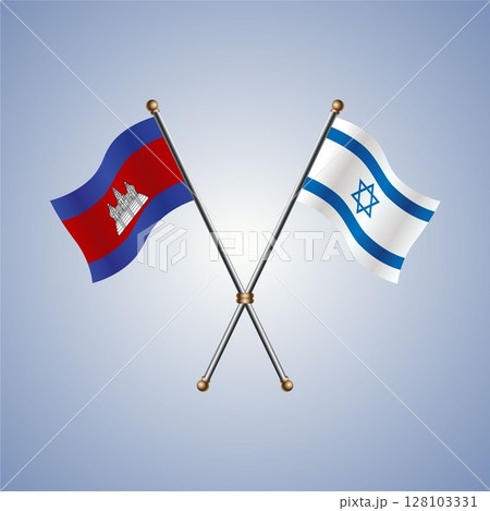 Cambodia and Israel flag. Vector Illustration Cambodia and Israel flag. Vector Illustration 128103331