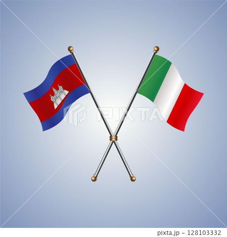 Cambodia and Italy flag. Vector Illustration 128103332