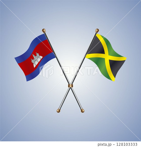 Cambodia and Jamaica flag. Vector Illustration 128103333