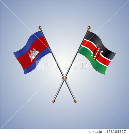 Cambodia and Kenya flag. Vector Illustration Cambodia and Kenya flag. Vector Illustration 128103337