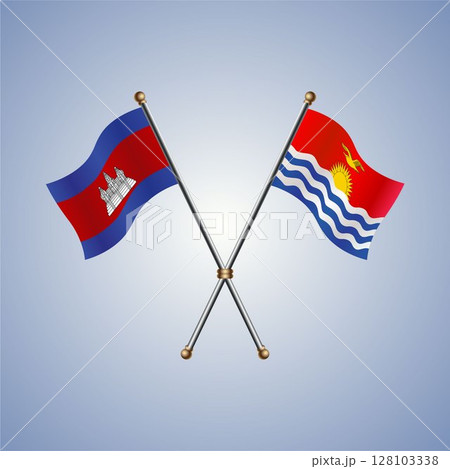 Cambodia and Kiribati flag. Vector Illustration 128103338