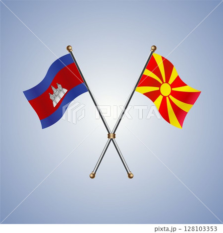 Cambodia and Macedonia flag. Vector Illustration 128103353