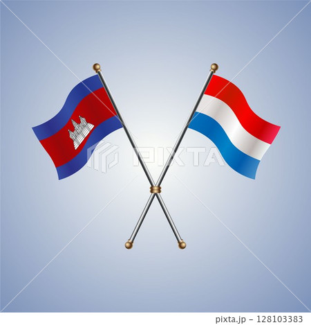 Cambodia and Netherlands flag. Vector Illustration 128103383