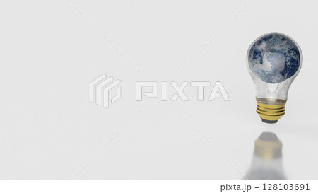 The Earth in Light bulb on black background fo Eco or energy concept 3d Rendering. The Earth in Light bulb on black background fo Eco or energy concept 3d Rendering. 128103691