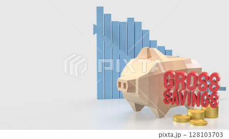 The Gross savings and Piggy Bank for Business concept 3d Rendering. 128103703