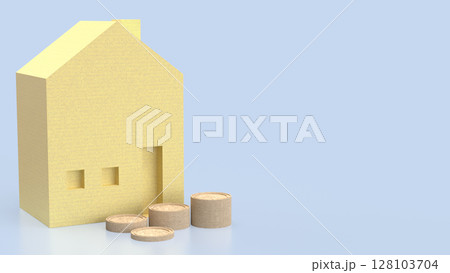 The House and coins for property or real estate concept 3d Rendering. 128103704