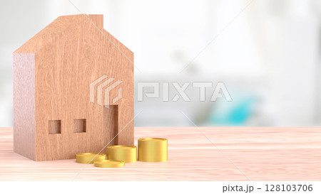 The House and coins for property or real estate concept 3d Rendering. 128103706