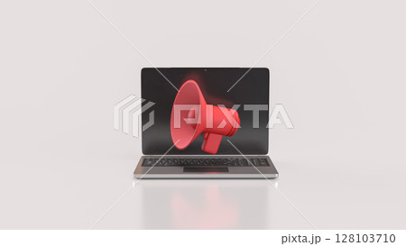 The Megaphone and microphone for Pod cast or social media 3d render. 128103710