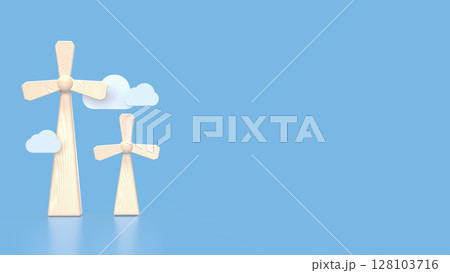 The Windmill for clean energy for ecology concept 3d Rendering. The Windmill for clean energy for ecology concept 3d Rendering. 128103716