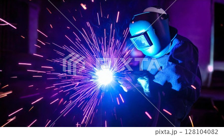 工場の溶接作業のイメージ 16:9サイズ AI生成素材 工場の溶接作業のイメージ 16:9サイズ AI生成素材 128104082