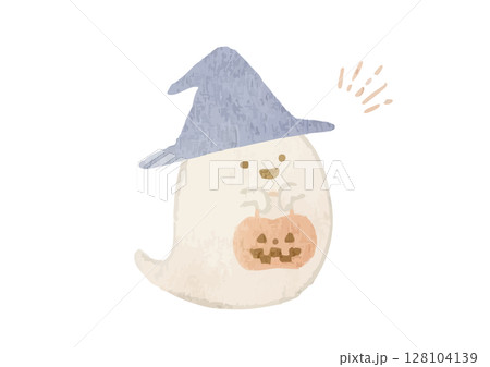 ハロウィーンのカボチャを持ったお化けのイラスト ハロウィーンのカボチャを持ったお化けのイラスト 128104139