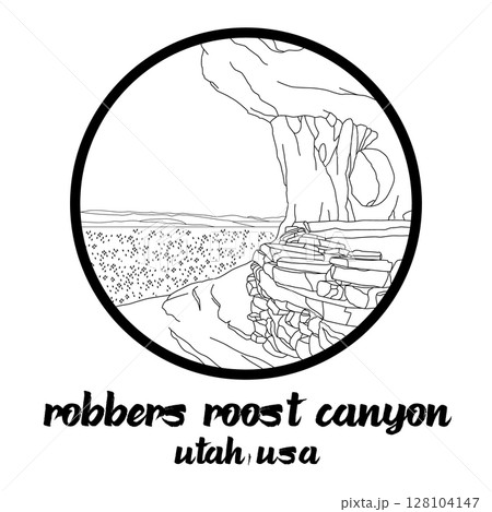 Circle Icon Robbers Roost Canyon. Vector illustration 128104147