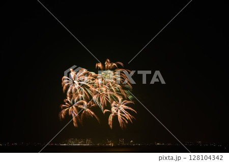夜空彩る大輪の花　＜浜名湖弁天島＞ 128104342