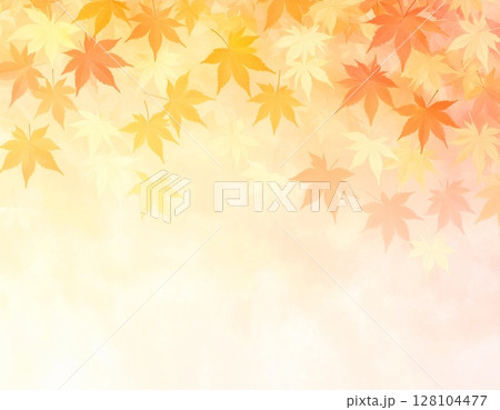 金色キラキラ背景と紅葉 128104477