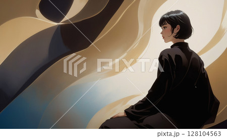 美しい少女　AI生成素材 128104563