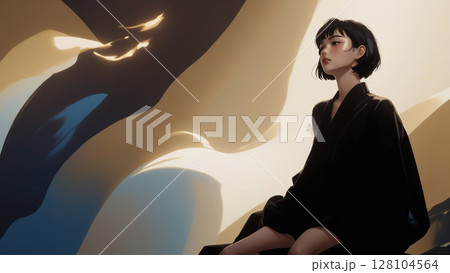美しい少女　AI生成素材 128104564