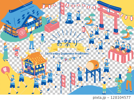 お祭りを楽しむ人達 128104577