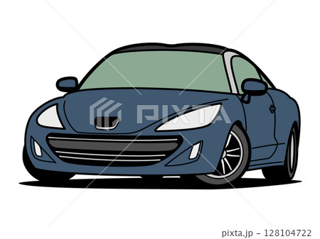 フレンチクーペ   青色系　自動車イラスト 128104722