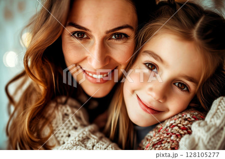 child celebrating mother's day with their mother . generative ai 128105277