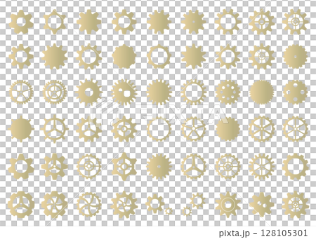 Gold gear illustration set design material steampunk Gold gear illustration set design material steampunk 128105301