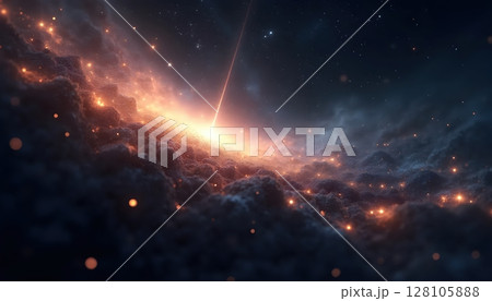 Infinite cosmic void, interstellar particles flowing in space 128105888