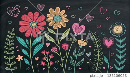 hand drawn style floral patterns Background 128106028