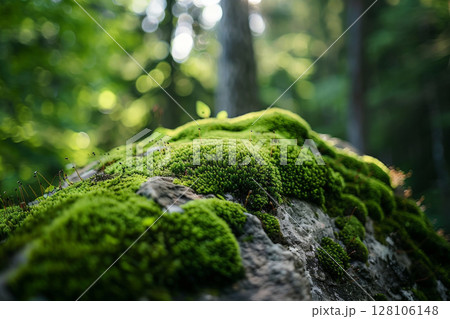a moss covered rock with small plants growing out of it. generative ai 128106148