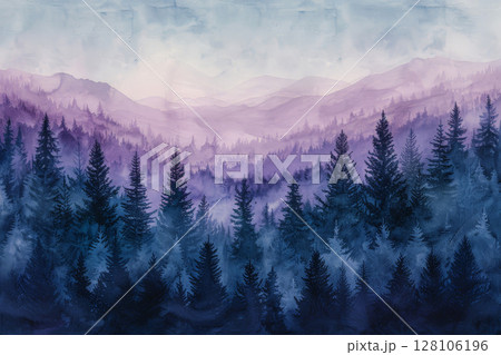 abstract pine trees grunge background .Generative AI 128106196