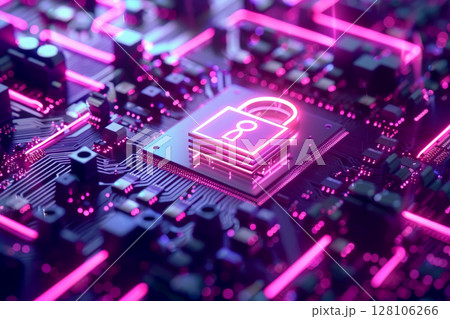 cyber security Technology Smart motherboard chip and cloud service.AI generative 128106266