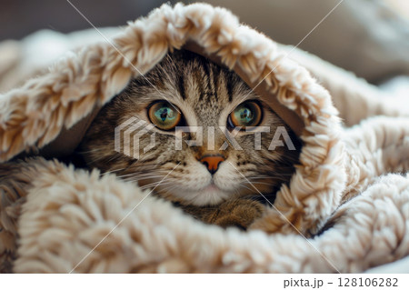 cat under the blanket , Generative AI 128106282