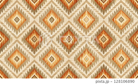 Rustic Ikat Diamond Seamless Pattern Southwest Boho Fabric Design Background 128106890