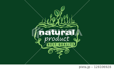 Vector logo of a natural product, hand-drawn in an artistic style Vector logo of a natural product, hand-drawn in an artistic style 128106928