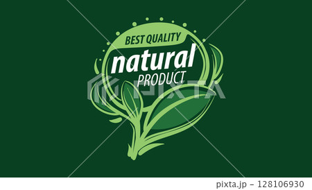 Vector logo of a natural product, hand-drawn in an artistic style Vector logo of a natural product, hand-drawn in an artistic style 128106930