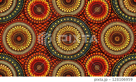 African print fabric pattern seamless Background 128106959