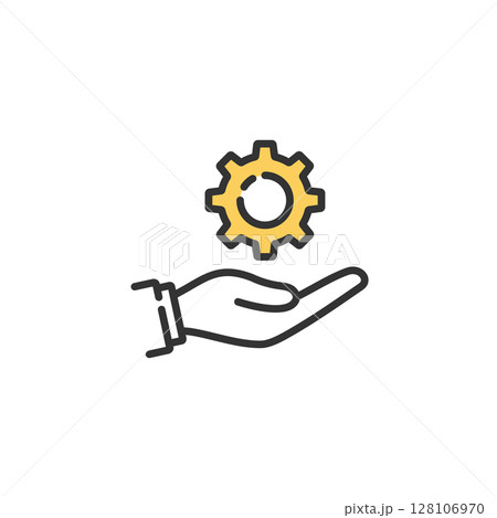 手のひらに乗せた歯車のベクターアイコン (設定やシステムメンテナンス) 手のひらに乗せた歯車のベクターアイコン (設定やシステムメンテナンス) 128106970