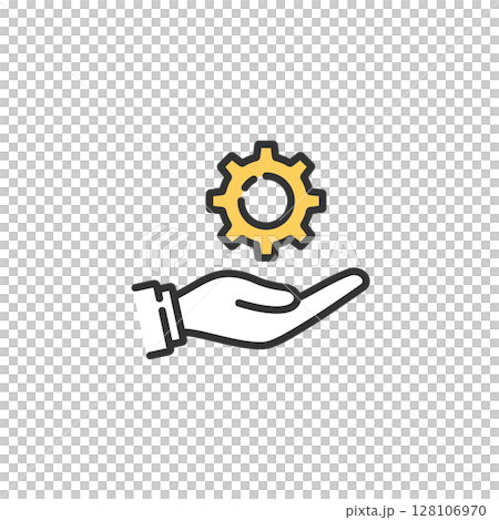 手のひらに乗せた歯車のベクターアイコン (設定やシステムメンテナンス) 手のひらに乗せた歯車のベクターアイコン (設定やシステムメンテナンス) 128106970