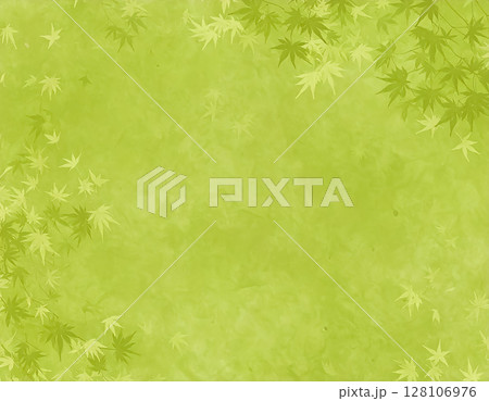 和紙のテクスチャのイメージ素材　青紅葉　緑色 128106976