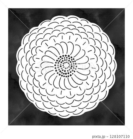 文様「ダリヤ」イラスト|水彩風・白抜き・黒四角背景・和柄・日本伝統模様 文様「ダリヤ」イラスト|水彩風・白抜き・黒四角背景・和柄・日本伝統模様 128107110