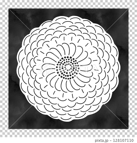 文様「ダリヤ」イラスト|水彩風・白抜き・黒四角背景・和柄・日本伝統模様 文様「ダリヤ」イラスト|水彩風・白抜き・黒四角背景・和柄・日本伝統模様 128107110