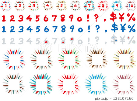 花火のようなフレームと数字のセット 128107166