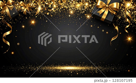 ラグジュアリーなブラック背景コピースペース素材 128107195