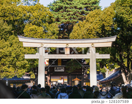 正月三が日の明治神宮 ※一部ソフトフォーカス 正月三が日の明治神宮 ※一部ソフトフォーカス 128107589
