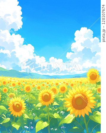 向日葵と青空 向日葵と青空 128107674