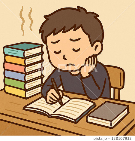 勉強が苦手な子ども 128107932