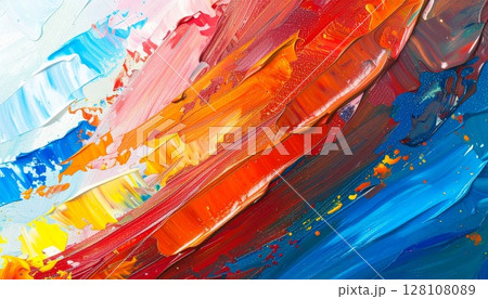 色彩が美しいカラフル油絵風テクスチャ 色彩が美しいカラフル油絵風テクスチャ 128108089