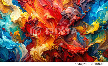 色彩が美しいカラフル油絵風テクスチャ 色彩が美しいカラフル油絵風テクスチャ 128108092