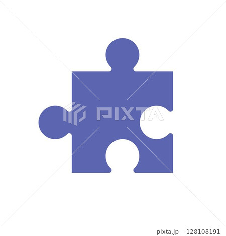 Single Violet jigsaw puzzle piece on white background 128108191