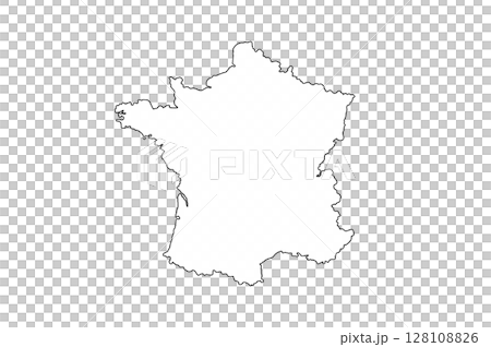 Simple hand-drawn blank map of France 128108826